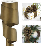 HUIHUANG Brown Wired Ribbon 2.5 inch Brown Satin Wire Ribbon by HUIHUANG