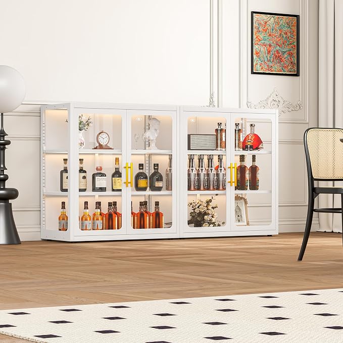 34" Display Cabinet with Glass Doors, 4-Tier Curio Cabinet with Many Color - Image 3