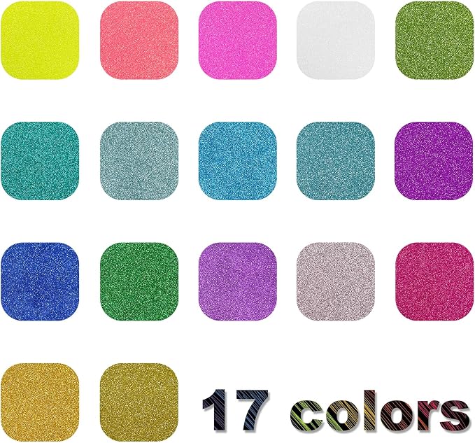 DUEUIOE 17 Pcs Glitter HTV Sheets 12x10 Inch - Image 2