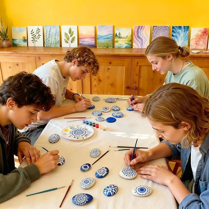Simetufy 30 Pcs Rocks for Painting, Flat & Smooth Natural Stones to Paint - Image 5
