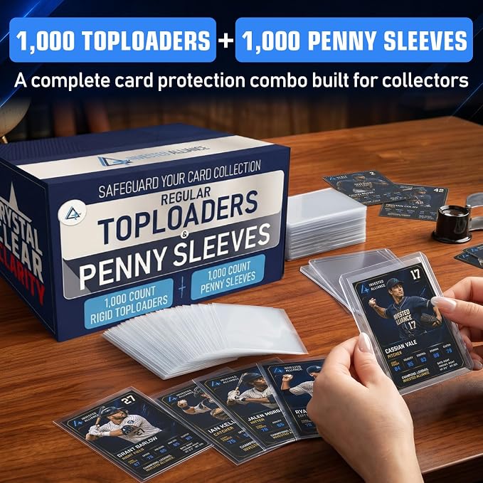 Invested Alliance 2000-Pack Toploaders & Card Sleeves – 1000 Crystal-Clear 35PT - Image 2