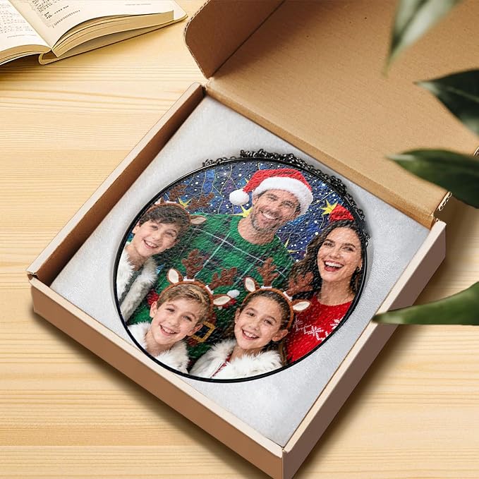 Custom Family Photo Suncatcher, Personalized Faux Stained Glass Window Hanging - Image 6