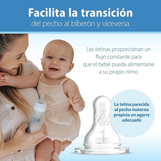 Dr. Brown's Natural Flow Anti-Colic Options+ Narrow Baby Bottle, 8 oz/250 mL, with Level 1 Slow Flow Nipples, 0m+, 4 Pack
