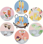6 Pcs Cocktail Diamond Painting Coasters Kits by Bulerrylulu