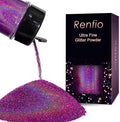 Renfio Holographic Ultra Fine Glitter Powder Metallic Resin Glitter 2.11 Oz PET by Renfio