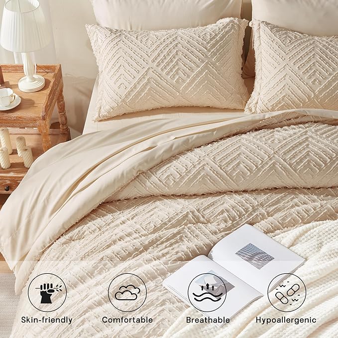 Zzlpp King Size Comforter Set 7 Pieces, All Season Boho Bedding Sets - Image 3