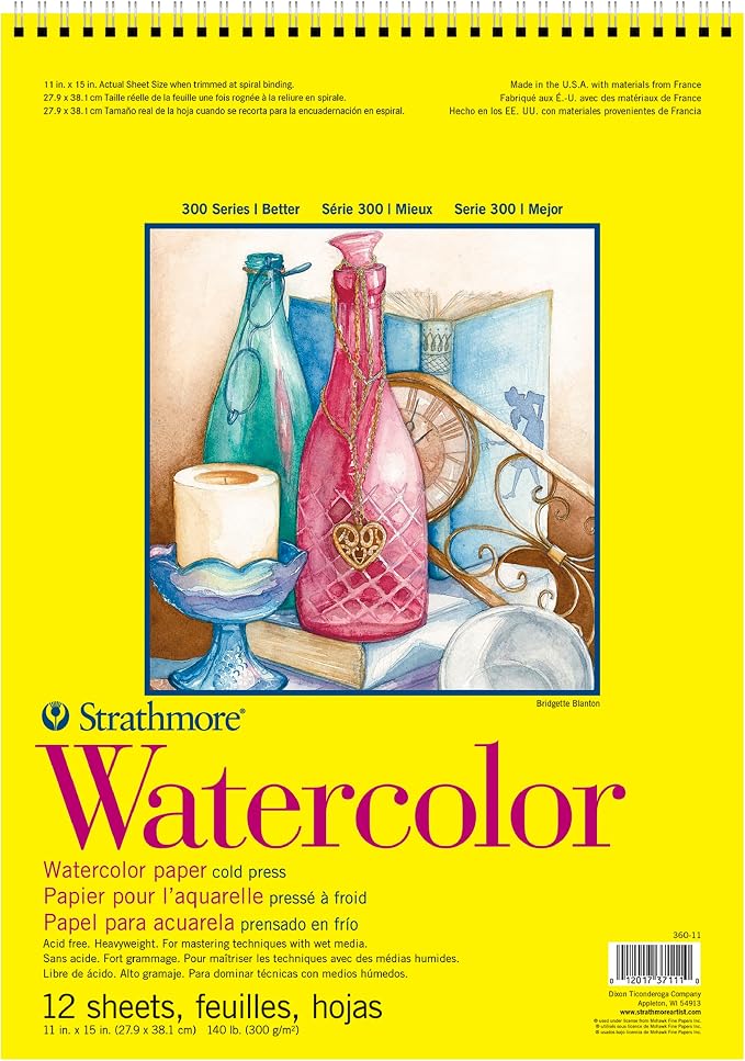 Strathmore 300 Series Wire Bound Watercolor Pad, 140 lb. Cold Press, 11 X 15 by StrathmorePaper
