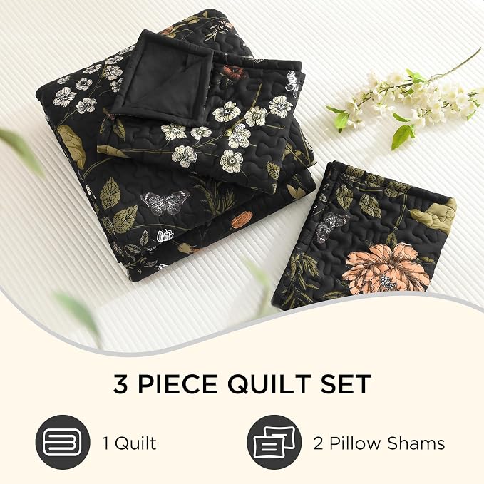 Litanika Floral Black Quilt California King Size - Image 8