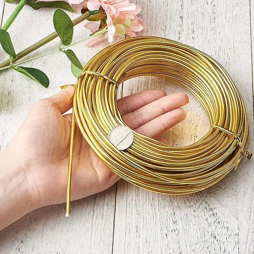 Fashewelry 82 Feet 9 Gauge Round Aluminum Wire 3mm Golden Bendable Metal Craft - Image 4