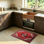 Persian Style Faux Cashmere Non-Slip Rug 15.7x23.6 Inches, Washable Low Pile - Image 4