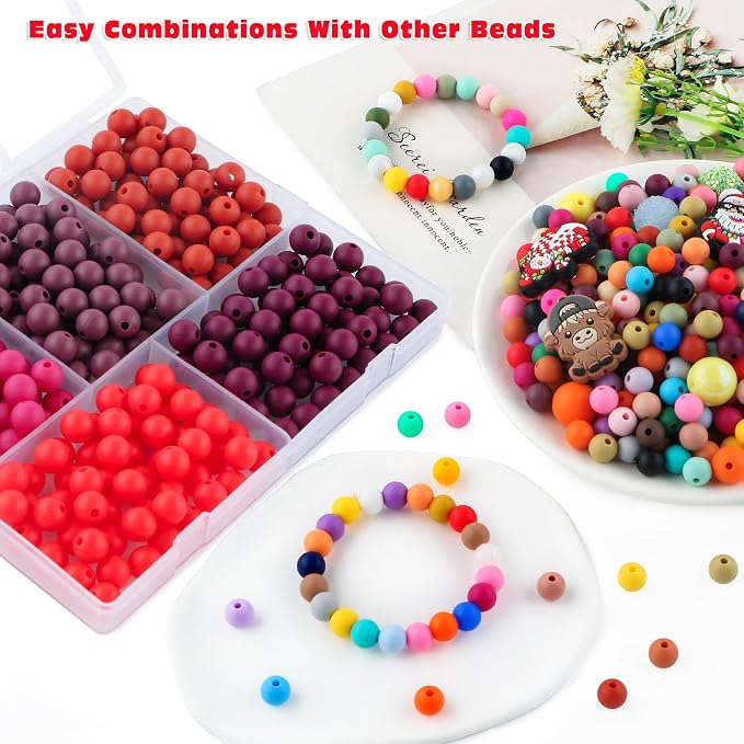 300Pcs Silicone Beads 9mm Mix Color, Bulk Silicone Beads 9mm - Image 5