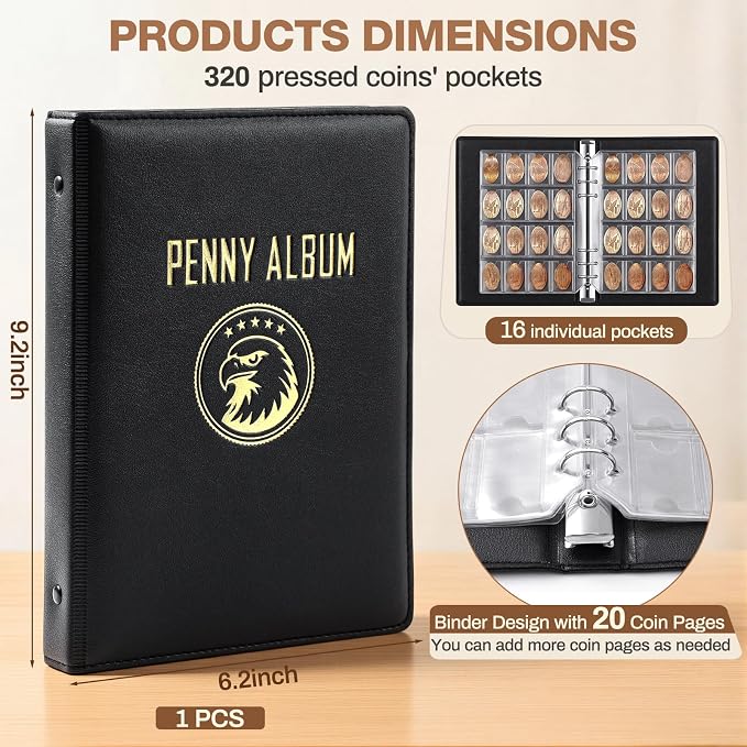 TaoBary Pressed Penny Book Holds 320 or 288 Coins, Pressed Penny Collection - Image 2