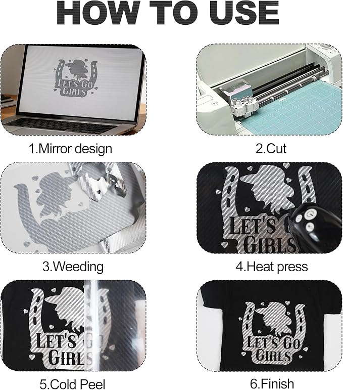 guangyintong Heat Transfer Vinyl Carbon Silver HTV Rolls, HTV Vinyl - Image 4