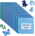 40 Pcs Stiff Felt Fabric Sheet for Crafts, 1mm Thick and 4”x 4”Blue Series Felt by Tiparts