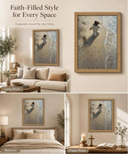 Framed Jesus Holding Woman Canvas Print.Footprints in The Sand Wall Art.Wood - Image 4