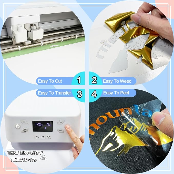 Sheet Metallic Foil Heat Transfer Vinyl 12Inch*10Inch*12pcs Bundle Chrome HTV - Image 5