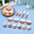 FASHEWELRY 20Pcs Resin & Wood Pendants 10 Styles Rectangle Teardrop Rhombus - Image 7