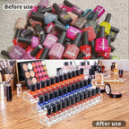 BTremary 3 Packs Clear Nail Polish Organizer Holder Shelf Rack, Acrylic Display - Image 7