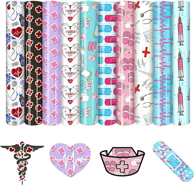 HTVSTD Nurse HTV Heat Transfer Vinyl 10 Sheets 12×10in Iron on Vinyl | Nurse by CraftingEveryday