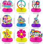 Tevxj 60's Hippie Party Honeycomb Centerpieces 70's Themed Party Supplies Table - Image 2
