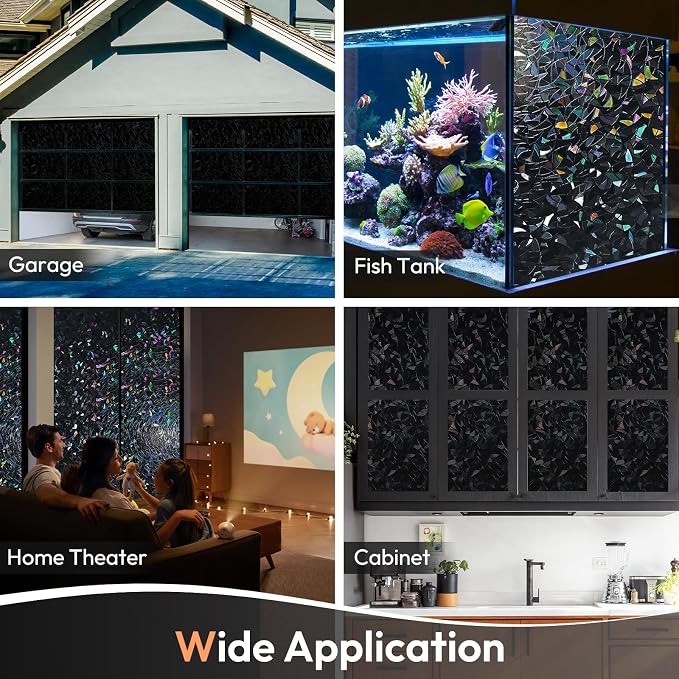 Haton Blackout Window Film, Stained Glass Sun Light Blocking Privacy Tint Shades - Image 8