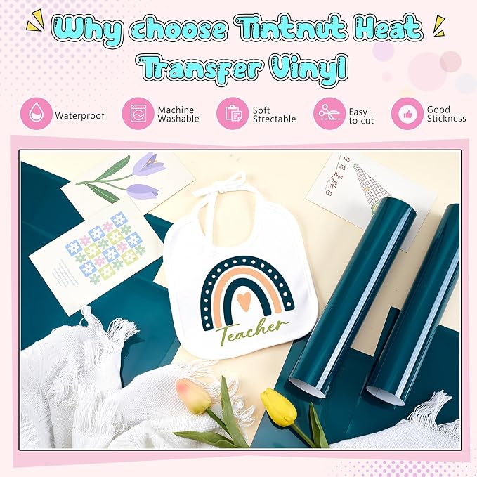 Tintnut Gulf Color Heat Transfer Vinyl, easy cut & weed, stretch washable - Image 3