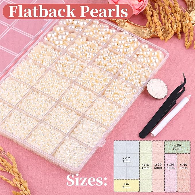 13000Pcs Flatback Pearls for Crafting, Bedazzling Bead for DIY Crafts Clothing - Image 2
