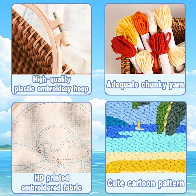 Coconut Tree Punch Needle Kit for Beginners, Crochet Kit for Adult, Home Decor - Image 4