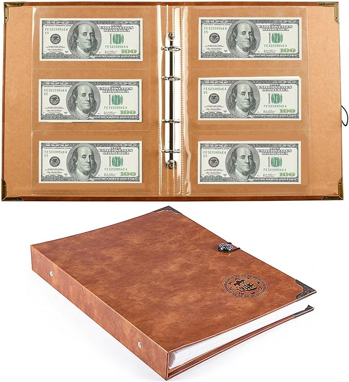 Ettonsun 120 Pockets Currency Paper Money Collection Book Album Dollar Bill by Ettonsun