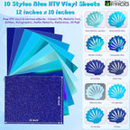 VINYL FROG Blue HTV Vinyl 10 Sheets Iron on Vinyl 12” X 10”Heat Transfer Vinyl - Image 2