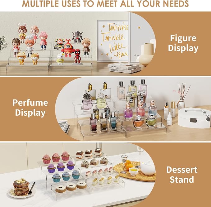 Anglelife 8 Pieces 2 Set Large Display Risers, Acrylic Cake Shelves - Image 5