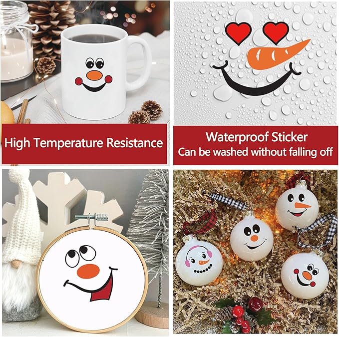 41 PCS Snowman Face Stickers for Crafts Christmas Vinyl Snowman Face Decals for - Image 6