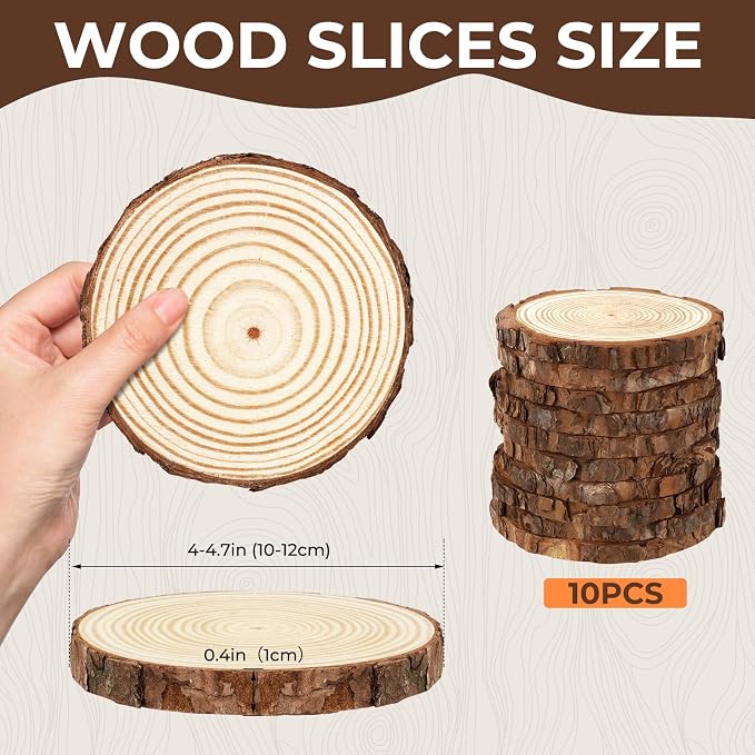 FSWCCK 10 PCS Unfinished Wood Slices - Image 2