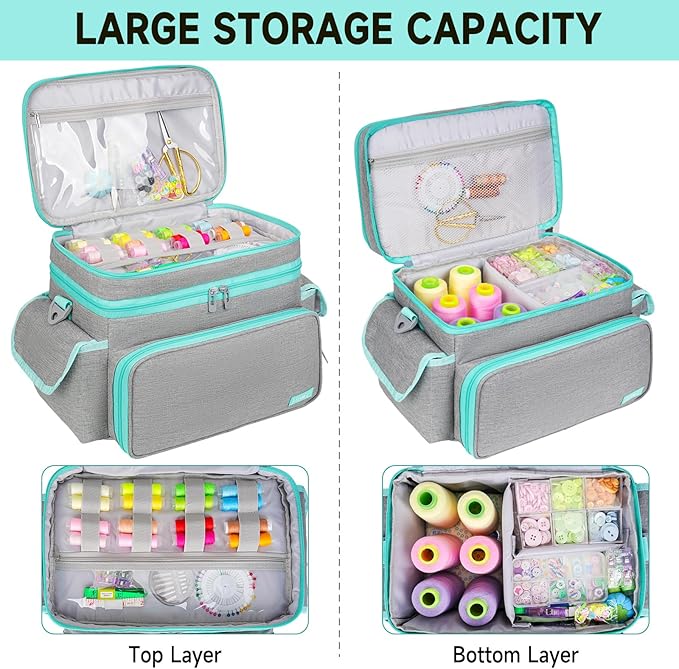 Large Sewing Supplies Organizer, Double-Layer Sewing Accessories Storage and - Image 3