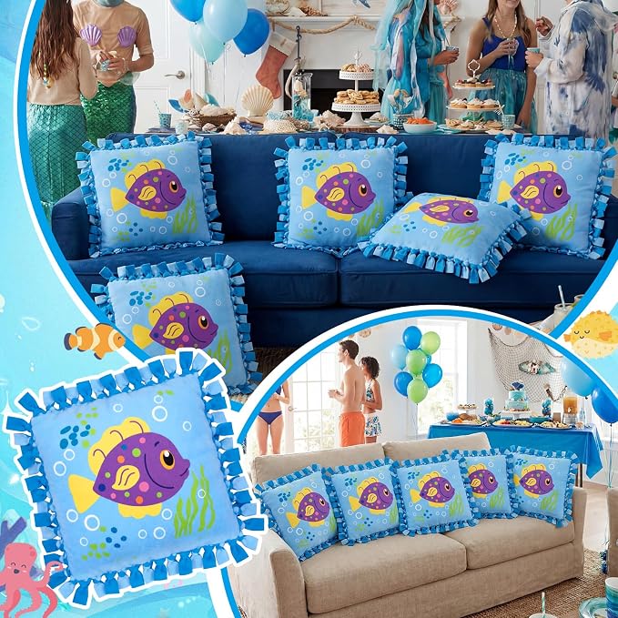 Chunful 6 Sets Under the Sea Tied Pillow Craft Kit DIY Underwater Animals - Image 6