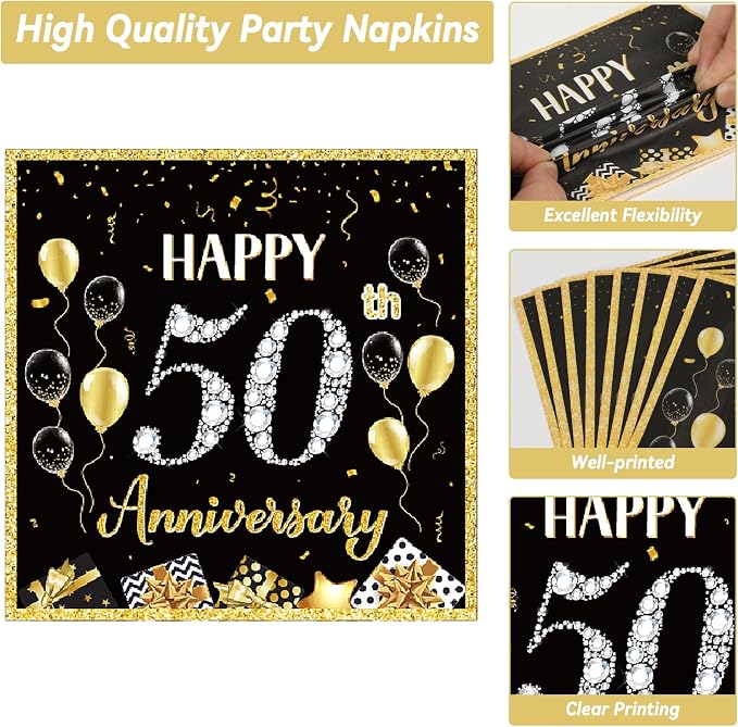 50 Guests 50th Anniversary Plates Napkins Party Supplies Employee Career - Image 4