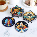 8PCS Outer Space Diamond Art Coasters Kit, Cute Spaceship Diamond Painting - Image 2