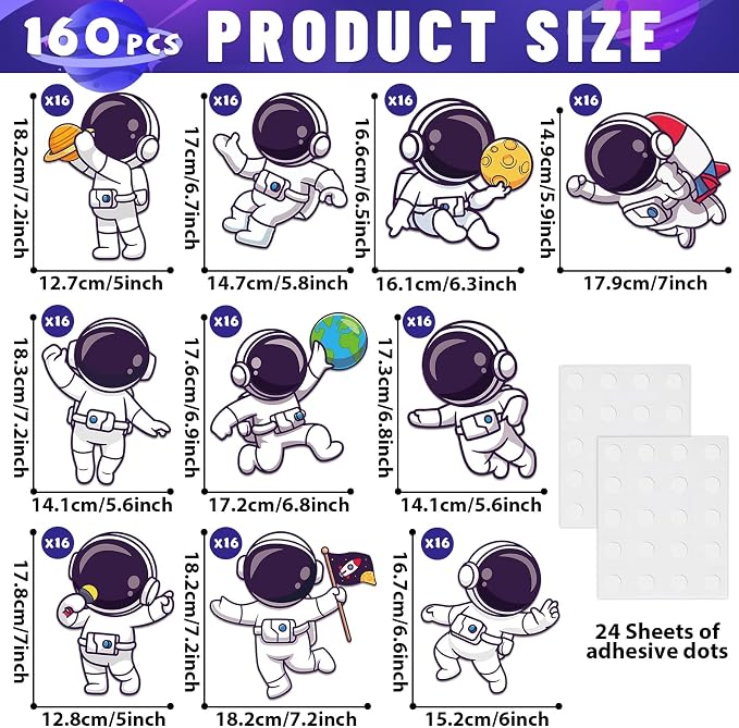 160Pcs Outer Space Cutouts Back to School Bulletin Board Decoration Set - Image 2