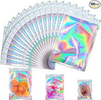 JETMORE 100 Pcs Mylar Bags, Holographic Bags, Resealable Bag by Jetmore