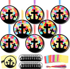 Eersida 32 Sets VBS Cross Suncatcher Craft Kit Christian Religious DIY Stained by Eersida