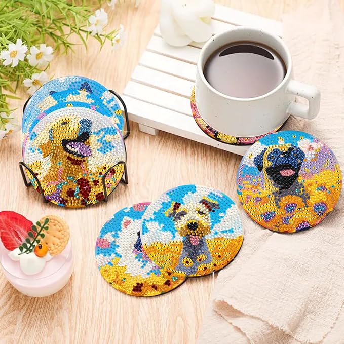 EWJRNSF 10 PCS Dog Diamond Art Coasters DIY Kit - Image 6