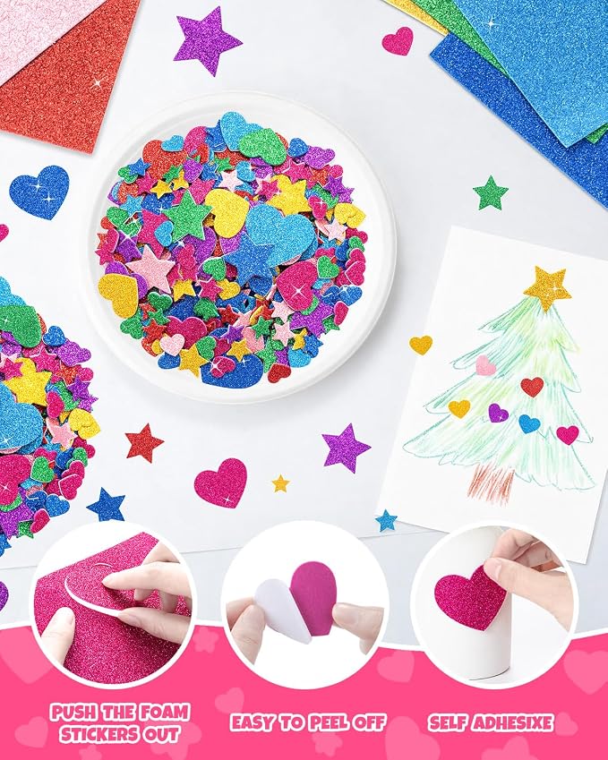1024PCS Glitter Foam Stickers for Kids - Image 3
