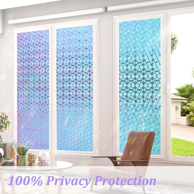 Windimiley Stained Glass Window Privacy Film, Rainbow Clings, 17.5" x 78.7" | - Image 4