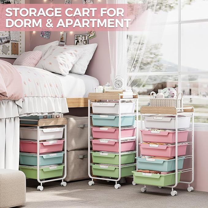 Utility Cart with Drawers, Craft Cart with 5 Drawers, Art Supply Organizer - Image 9