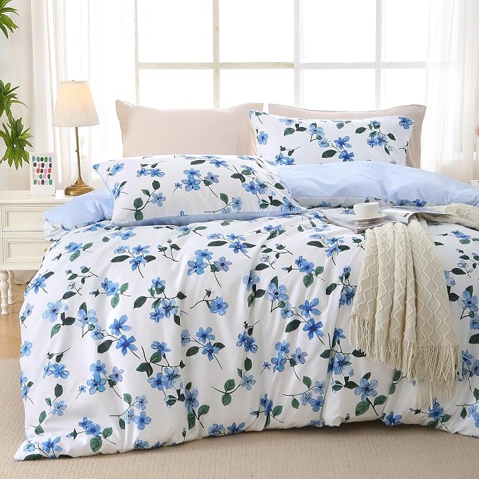 MUXHOMO Duvet Cover Queen Size, Reversible Vintage Floral Duvet Cover Set by MUXHOMO