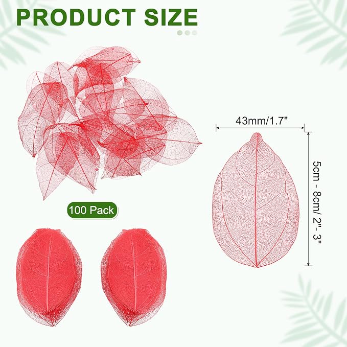 uxcell 100 Pcs Red Skeleton Leaves - Image 2