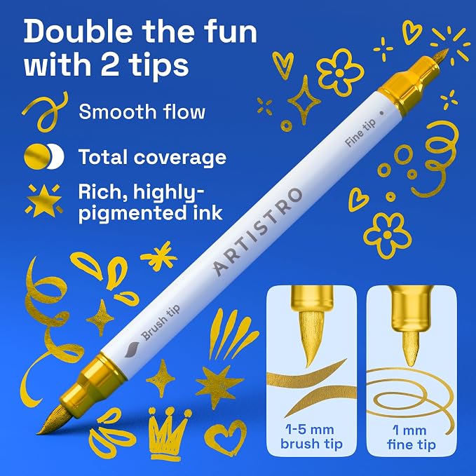 ARTISTRO 12 Gold Acrylic Paint Markers - Image 2