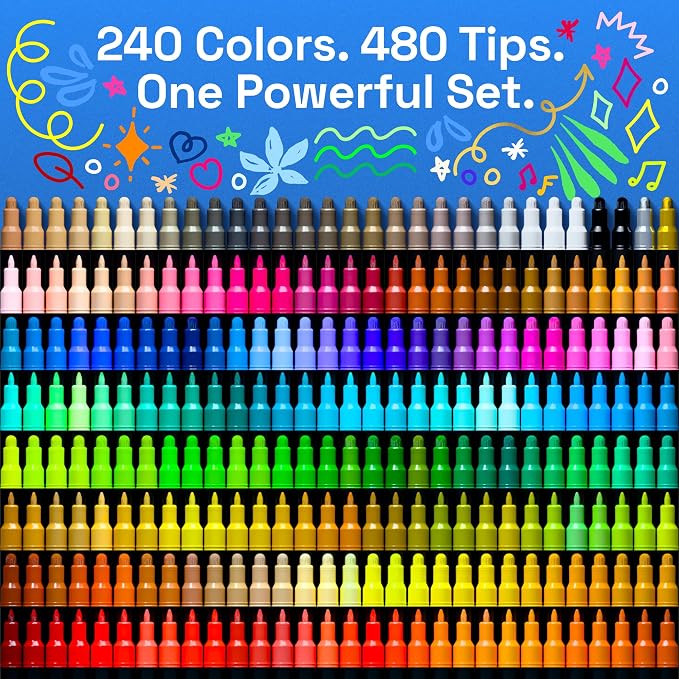 ARTISTRO 240 Precision Dual-Tip Acrylic Paint Markers – Paint Pens Set - Image 2