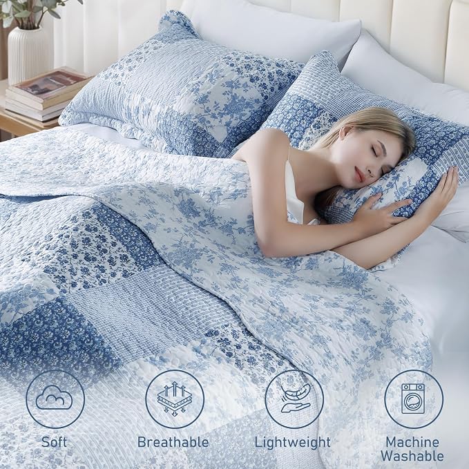 GOONE Twin Quilt Set 68x86 Inches, Lightweight Washed Coverlet, Reversible - Image 5