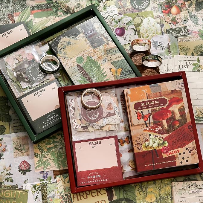 Scrapbooking Supplies Kit, Vintage Botanical Aesthetic Scrapbook Kit - Image 9